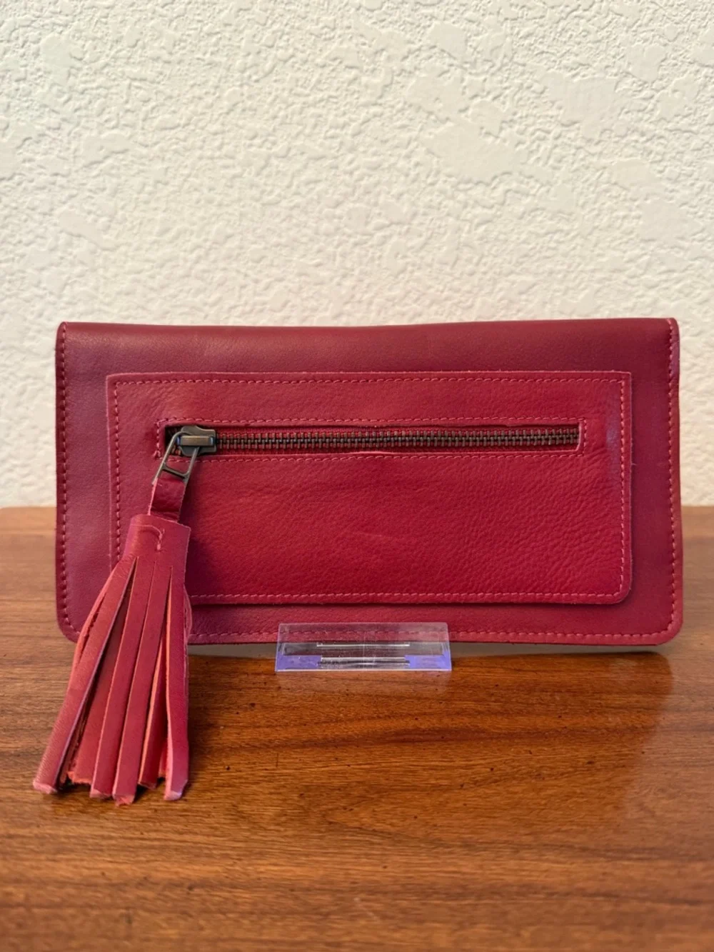 Lisa Leonard Genuine Leather Wallet with Zipper Tassel & 22 Card Slots, Red NWOT - Picture 13 of 15